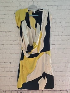 diane von furstenberg ärmelloses Seidenkleid S Z0 bunt Faux Wickel geometrisch - Bild 1 von 7