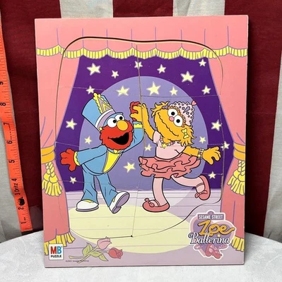 SESAME STREET Marco Bandeja Puzzle Zoe Bailarina Niños Juguete Elmo & Zoe Madera 2003  Foto 1 de 2