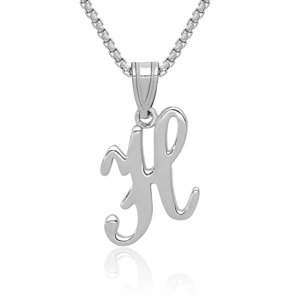 14K Solid White Gold Letter H Initial Necklace - Image 1 of 1