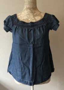 Next Chambray Smocked Top Blouse UK 10 - Picture 1 of 24