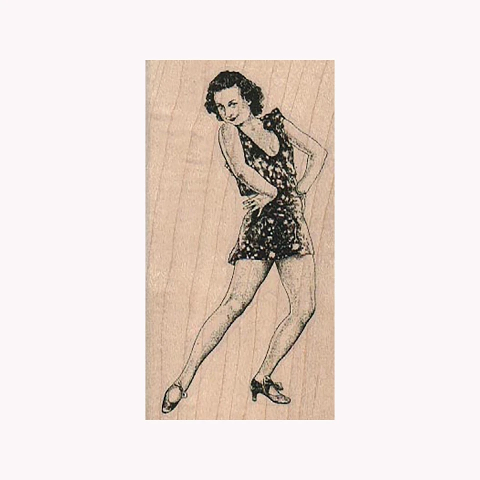 Mounted Rubber Stamp, Lady Posing, Dancer, Woman, Lady, Posing Woman, Dancing - Image 1 of 1