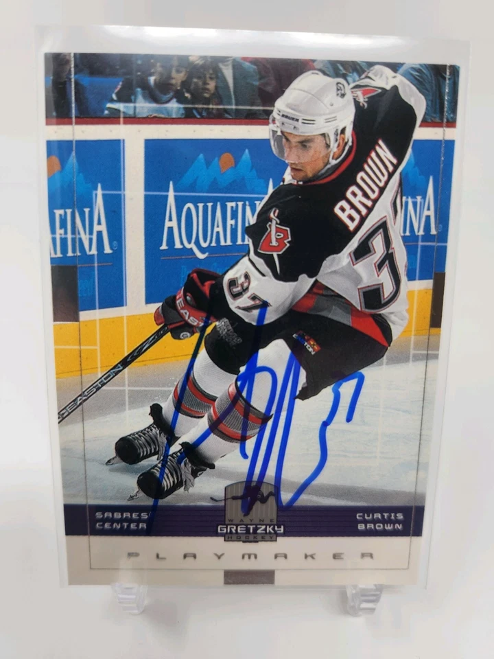 1999-00 Upper Deck Wayne Gretzky Hockey Curtis Brown Signed #25 Buffalo Sabres B - Image 1 of 2
