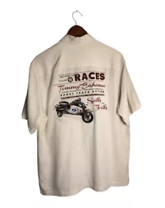Tommy Bahamas Limited Edition Motorcycle RACES spills and thrills 100%silk shirt - Picture 1 of 12