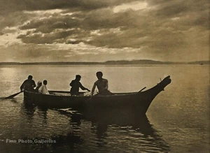 1900/72 EDWARD CURTIS North American Indian Canoe Columbia River Folio Photo Art - Picture 1 of 1