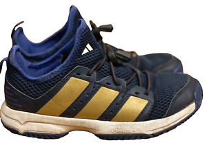 Navy/Gold Adidas, Size 1, No Tie Laces, Athletic Shoes, Kid Sneakers