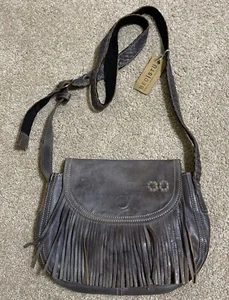 Neu! Bed Stu EastEnd Fransen Leder Crossbody Schultertasche Handtasche - Stahlblau - Bild 1 von 7
