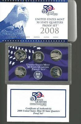 United States Mint 50 State Quarters Proof Set 2008 OK NM AZ AK HA - Image 1 of 2
