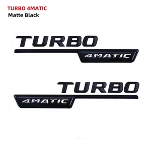 2Pcs Matte Black Turbo 4Matic Emblem Car Vent Fender Badge Fit For Mercedes-Benz - Picture 1 of 12
