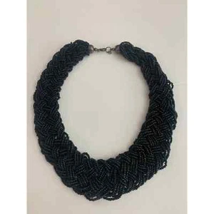 Beaded Braded Black Collar Necklace - Picture 1 of 3