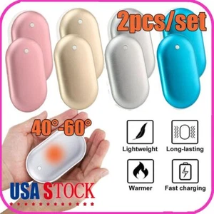 2X Pocket Electric Hand Warmer Rechargeable 5000mAh USB Heater Power Bank Winter - Picture 1 of 17