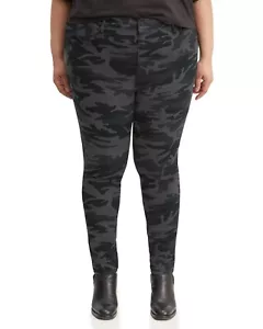 Levis 721 Plus Size Skinny Pants Womens High-Rise Black Camo Stretch Twill Jeans - Picture 1 of 3
