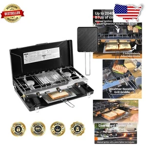 20400 BTU Portable 3-Burner Camping Stove with Nonstick Griddle - Lightweight - Picture 1 of 9