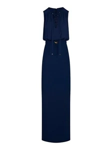 NWT ELISABETTA FRANCHI OVERSEAS CREPE DRESS WITH GEORGETTE LACES ABR3851E2 - Picture 1 of 4