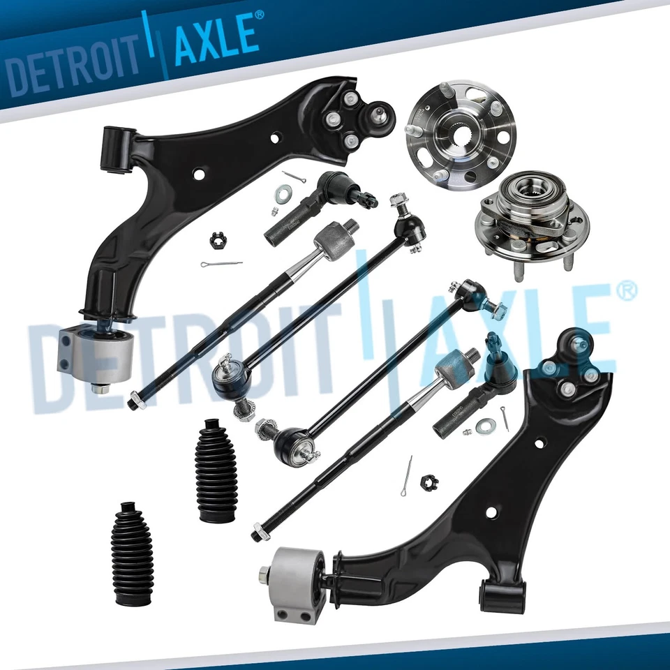 12pc Front Wheel Bearing Hubs Lower Control Arms for 2010 - 2017 Equinox Terrain — 第 1/4 张图片