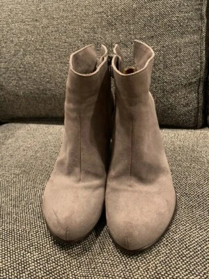 38 / US 8- Coclico Vita Gray Suede Almond Toe Ankle Booties Boots  - Image 1 of 4