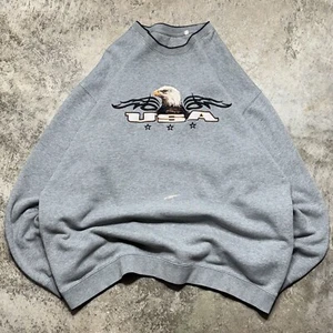 Eagle Vintage USA Nature Embroidered Crewneck Sweater Herren 2XL grau Pullover 90s - Bild 1 von 6