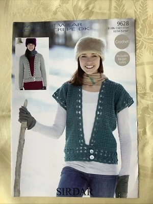 Sirdar crochet pattern 9628. DK cardigan & waistcoat 32-54" LARGE SIZES. NEW - Image 1 of 3
