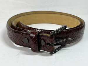 Judith Jack 925 Sterling Silver Marcasite Buckle Brown Belt Size L 33 Snake USA - Picture 1 of 13