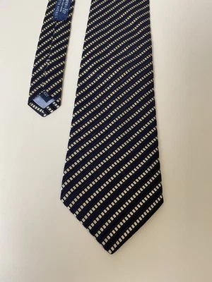 Corbata de Colección Saks Fifth Ave Hilditch & Key Silk Neck, Azul Plateado Rayas, De Colección Foto 1 de 4