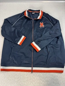 Psycho Bunny Men's Full Zip Navy Blue Orange Size 4XL Track Jacket - Picture 1 of 8