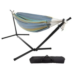 2 Person with Portable Double Hammock with Stand Carry Case Camping Outdoor - Picture 1 of 4