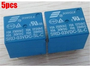 5Pcs Songle Pcb Type SRD-3VDC-SL-C Power Relay Mini 3V Dc New Ic nz - Picture 1 of 2