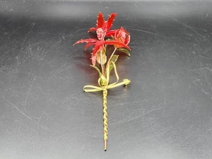 Czech Lampwork Red Glass Flowers Glass Bead Stem Decoration - Picture 1 of 7
