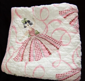 Vintage Antique Handmade Quilt Pink Little Dancing Girl Blanket 68 x 71 #33 - Picture 1 of 5