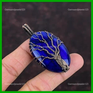 Womens day Sale Copper Natural Blue Fire Labradorite Artisan New Pendant Jewelry - Picture 1 of 6