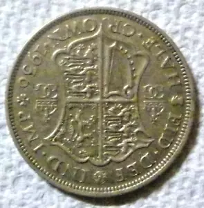 1936 GREAT BRITAIN UK - HALF 1/2 CROWN - GEORGE V - 1/4 Oz SILVER - HIGH GRADE - Picture 1 of 5