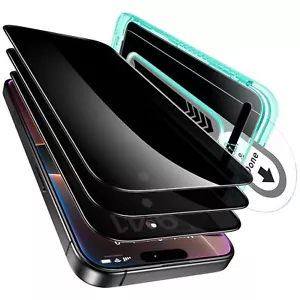 3 Pack Tempered Glass Privacy Screen Protector Anti-Spy for iPhone 16 Pro - Picture 1 of 9