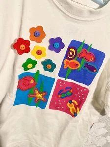 Gymboree 1997 Sea Splash Kids TShirt Neon Block Design 3D Embellish XS/S RARE - Picture 1 of 7