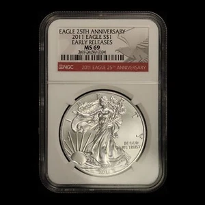 2011 American Silver Eagle 25th Anniversary NGC MS 69 - Free Shipping USA - Picture 1 of 3