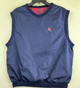 Polo Golf Ralph Lauren Vest Mens Size L Reversible Blue Red Plaid Pullover - Picture 1 of 8