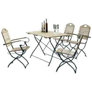 Kurgarten - Garnitur BAD TÖLZ 5-teilig, Flachstahl grün + Robinie, klappbar - Bild 1 von 1