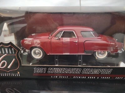 Highway 61 1951 Studebaker Champion 1:18 Scale Diecast Model Car Burgandy - Image 1 of 4
