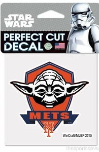 New York Mets Star Wars Yoda Perfect Cut Die Cut Decal Sticker 3x3 Inches - Picture 1 of 2