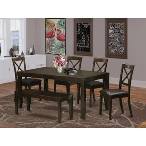 6  PC  Dining  Table  with  bench-Kitchen  Tables  Plus  4  Dining  Chairs ... - Picture 1 of 6