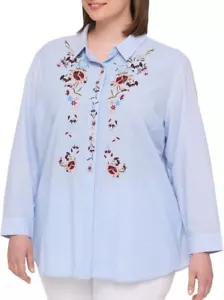 Tommy Hilfiger Hemd Übergröße Baumwolle bestickt blau weiß 3X - Bild 1 von 1