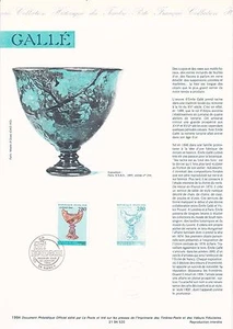 Document Philatélique 1er Jour : 20 1994 - Gallé - Picture 1 of 1