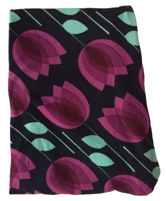 NWT LuLaRoe OS BLACK Leggings with Purple & Mint TULIPS Unicorn Foto 1 de 2