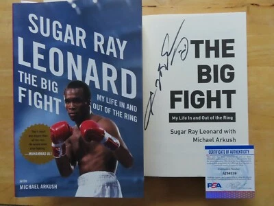 SUGAR RAY LEONARD signed THE BIG FIGHT My Life In and Out on the Ring Book PSA - Image 1 of 4