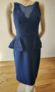 NEW COAST FITTED LACE DRESS SIZE UK 10 US 6 approx BLUE 100% POLYESTER - Picture 1 of 14