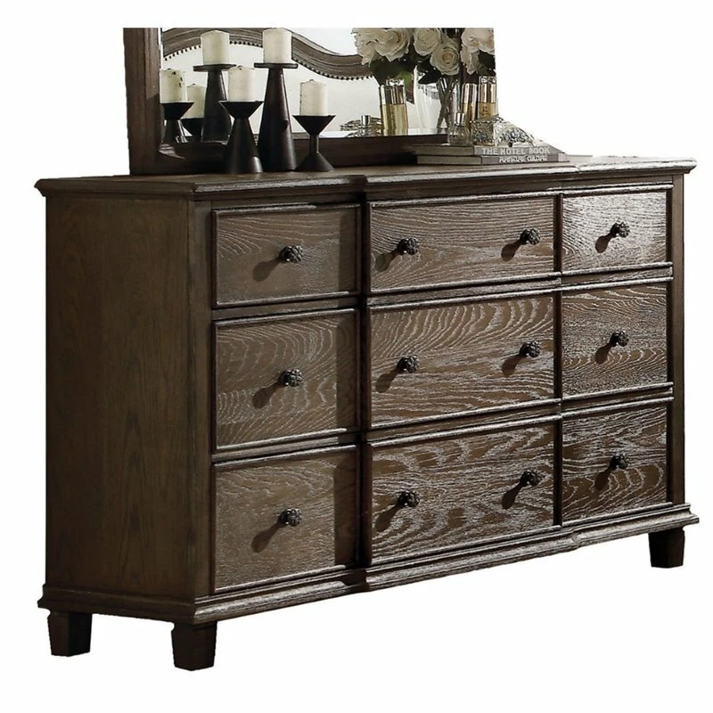 ACME Baudouin 9 Drawer Dresser in Weathered Oak - Image 1 of 1