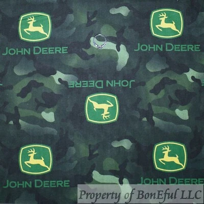 Edredón de algodón BonEful tela FQ verde amarillo JD camuflaje tractor granja ciervos militares L Foto 1 de 4