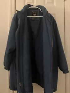 Bromley Sport Down & Feathers Insulated Suede Parka Puffer Jacket Coat Blue 3X - Picture 1 of 9