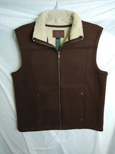 Lauren Ralph Lauren Womens Large Brown Sherpa Lined Open Front Vest Faux Suede - Picture 1 of 4