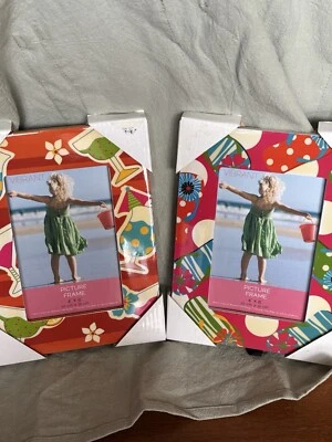 Chanclas y marcos de fotos de cócteles 4”x6”, tropical colorido boho, juego de 2 Foto 1 de 3