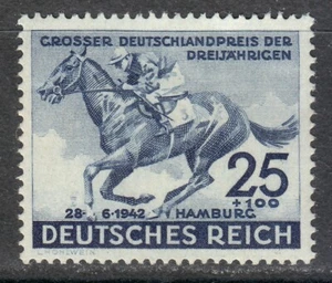Germany 1942 MNH Mi 814 Sc B204 Hamburg Derby. Racing horse ** LUXE ** - Picture 1 of 2