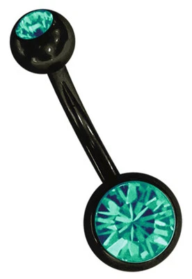 Ombelico Intimo Orecchio Piercing Banana Nero con Glitter Cristallo Sfere A 8/5 - Immagine 1 di 2